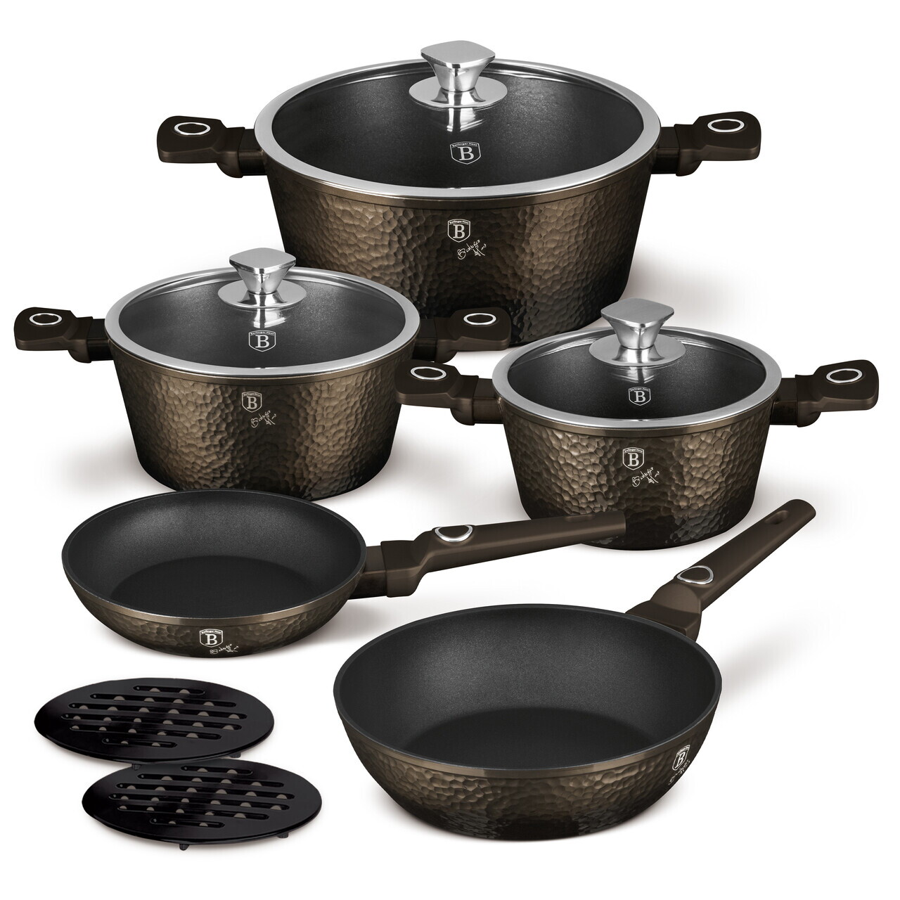 Set pentru gatit Berlinger Haus, Primal Gloss, 10 piese, aluminiu forjat, negru - imagine 3